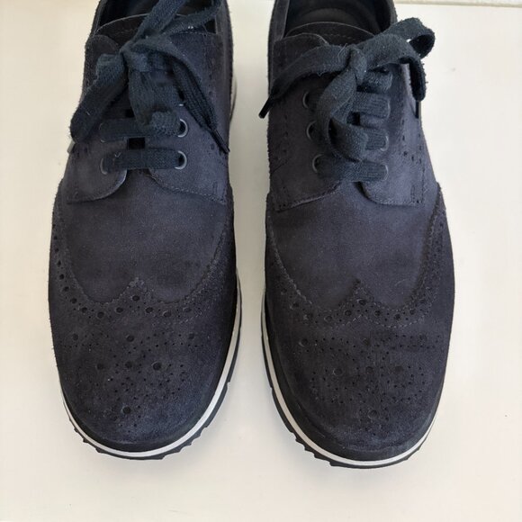 PRADA Suede Lasercut Accents Sneaker Mens 8 Black - Picture 3 of 11